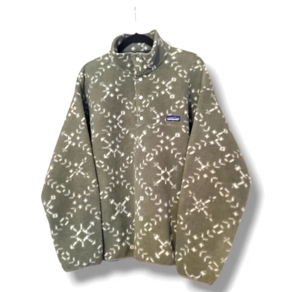 Vintage Patagonia RARE 90's Oversized Green Synchilla Fleece Pullover Jacket L - Picture 3 of 9